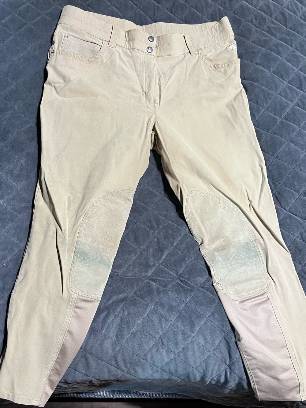 Romfh Tan Knee Patch Breeches with Rhinestones